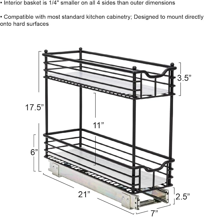 Household Essentials Matte Black Steel Two-Tier Pull-Out Organizer - Image 3