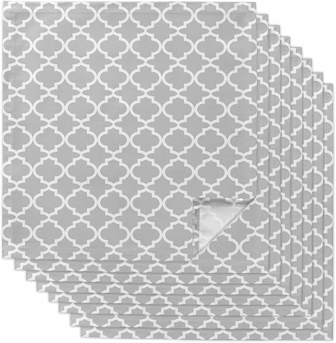 Cloth Napkins Set of 8-20x20 Inches, Light Gray Washable Reusable Table Napkins, Minimalist Boho Abstract Ethnic Motifs Soft & Absortbent Dining Napkin for Party Wedding Hotel Restaurant by Unknown