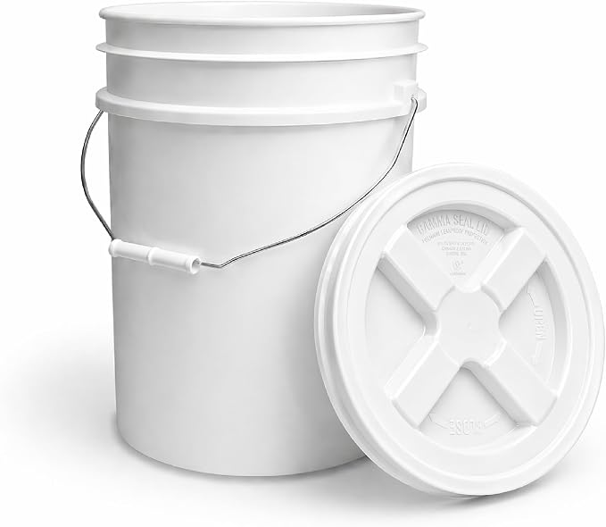 5 Gallon Bucket - Food Grade w/Lid BPA-Free, White/White, 12 | Airtight Gamma Seal Screw-On Lid, Heavy-Duty 90 Mil HDPE Plastic, Food Safe and Durable Container, Bulk Storage, Made in USA - Image 8