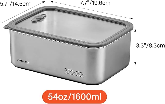 54oz/1600ml Stainless Steel Food Containers,Stainless Steel Containers with Lids,Snack Containers,Lunch Box,Easy Clean,Airtight & Leakproof for Kitchen Storage,Dishwasher Safe,BPA-Free - Image 2