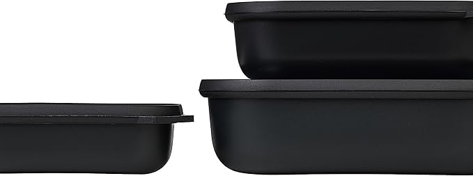 Mepal – Multi Bowl Cirqula 3-Piece Set – Food Storage Container with Lid - Suitable as Airtight Storage Box for Fridge & Freezer, Microwave Container & Servable Dish - 500, 1000, 2000ml - Nordic black by MEPAL