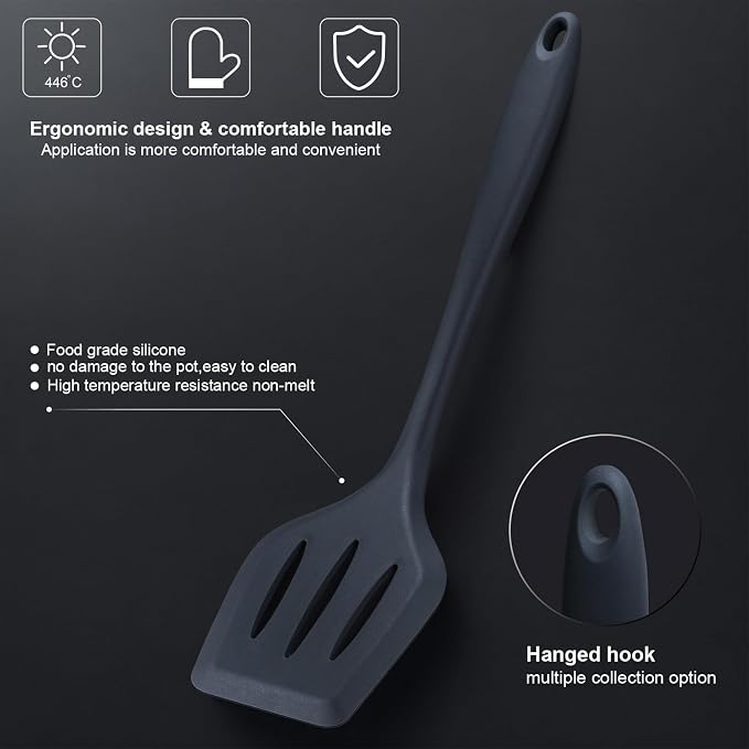 Kitchen Set,18-Piece Cooking Utensils and Kitchen Knife Set,Gray | 7-Piece Kitchen Utensils Heat-resistant to 410°F,5-Piece Sharp Knife,5-Piece Cooking Tools and Cutting Board In One - Image 6