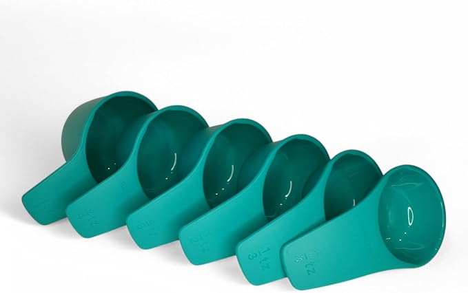 Tupperware Measuring Mates Cups and Spoons Set - Spanish Language - (Cda = Spoon, Tz = Cup) in Teal Color - Image 2