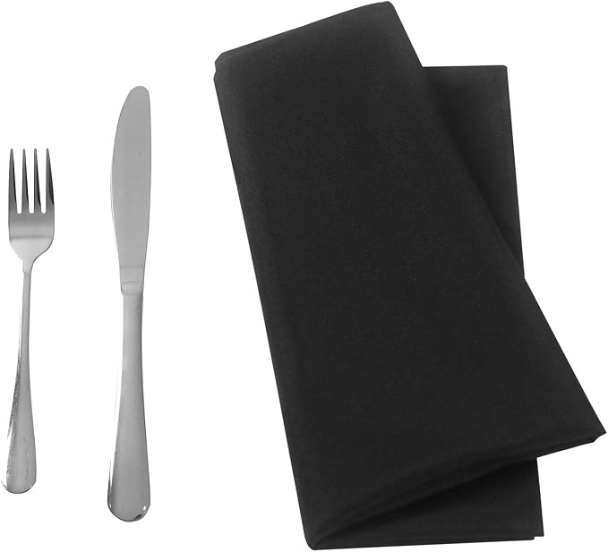 25pcs Polyester Cloth Napkins - 20 x 20 inch Black Dinner Washable Napkins with Hemmed Edges for Restaurant/Wedding/Hotel(25,Black) - Image 5