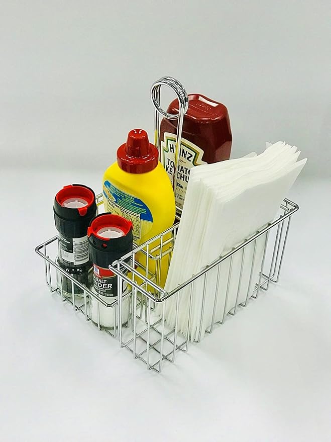 G.E.T. 4-21699 Chrome Four Compartment Condiment Caddy Metal Specialty Servingware Collection, 8" x 7" x 9" Tall, Chrome | 4 compartments, Easy transport, Restaurant service, Great for Condiments, Flatware and Table Service - Image 3