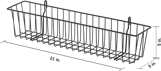 TRINITY 21-Inch Metal Hanging Basket to Use With Shelf Units and Storage Racks for Garage, Kitchen, and Closet Organization, NSF Certified, 20 Pound Capacity, Black, 2-Pack - Image 2