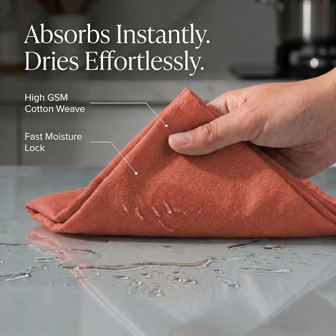 Urban Villa Kitchen Towels Cotton Dish Towels 20”x30” (Set of 6) Rust - Image 2