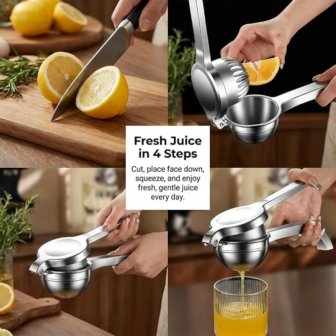 Handheld Lemon Juice Squeezer, Lemon Squeezer Stainless Steel, Manual Fruit Juice Squeezer, Heavy Duty Citrus Press Juicer, Ergonomic Hand Press Juicer for Lime, Orange, Grapefruit, Pomegranate (1pcs) - Image 7