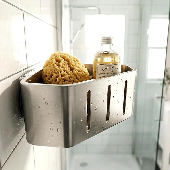 Sponge Holder for Kitchen Sink,2026 Sink Caddy Organizer with Suction Cups,Rustproof Kitchen Storage Rack for Sponge,Soap,Stopper,Brush (2, Square) - Image 7