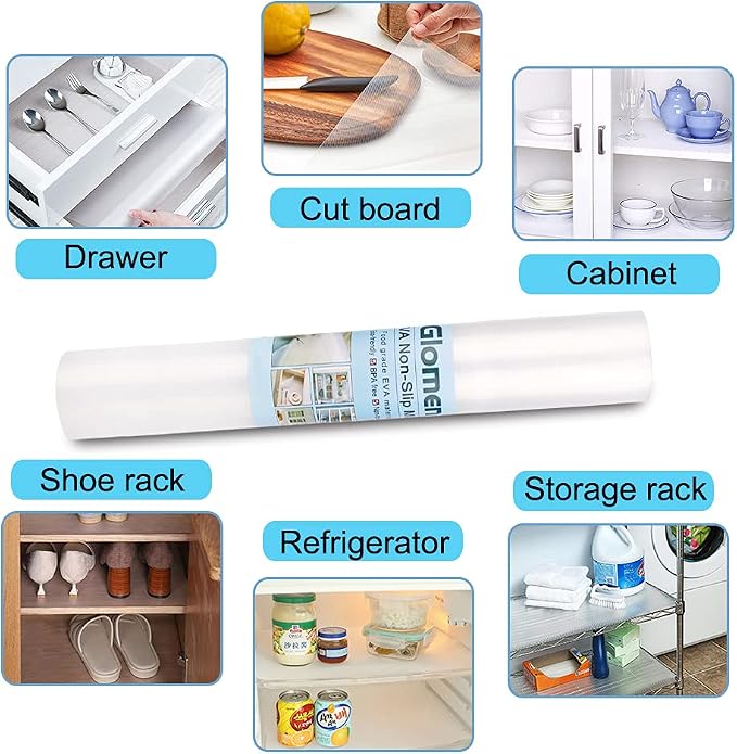 Shelf Liner, Non-Slip Cabinet Liner, Washable Oil-Proof for Kitchen Cabinet, Shelves, Refrigerator, Storage, Desks, 20 Inches x 20 FT, Non Adhesive Drawers Liner… (20 Inches x 20 FT, Thickened) - Image 4