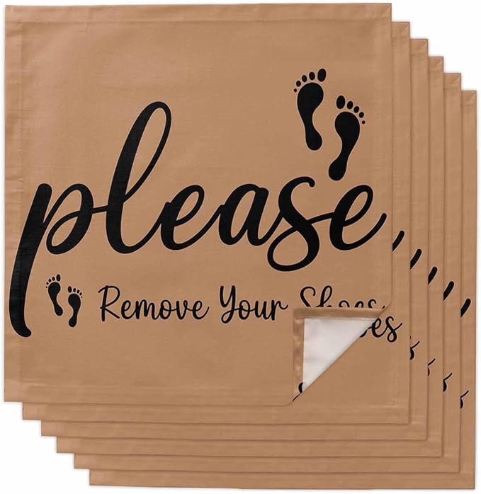 Bworn Black Footprints Cloth Napkins Set of 6 - Washable Dinner Napkins Reusable Table Napkins for Home Party Weeding Dining Table Setting Decoration, Please Move Youe Shoes Oversized 20"x20" by Unknown