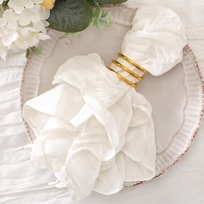 Cheesecloth Napkins Iovry White Cloth Napkins Bulk,Set of 50 | 21''x21'',Washable Boho Table Gauze Fabric Napkins,for Wedding Baby Bridal Shower Dinner Party Decor by Jimtx
