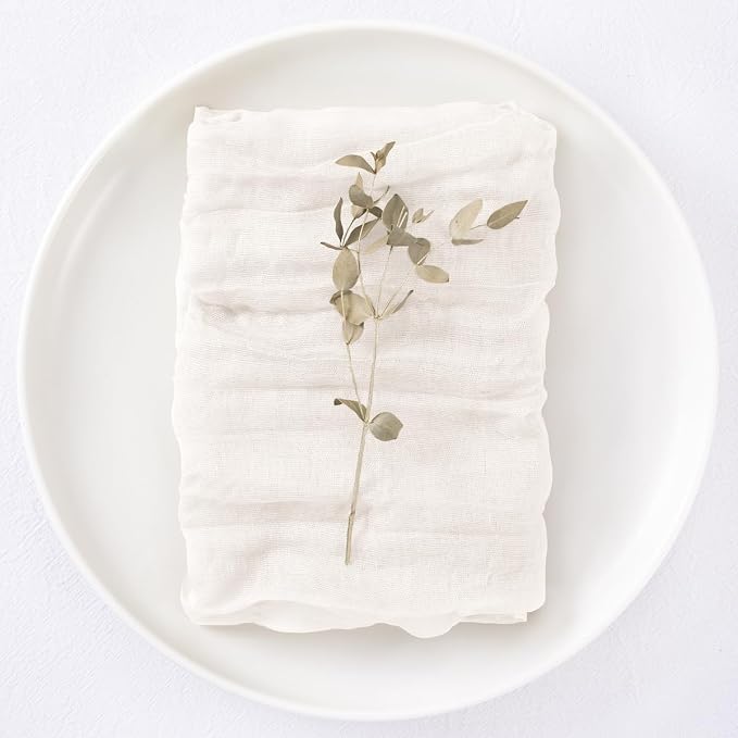 DeZerlor Ivory White Washable Cheesecloth Napkins Set of 30 for Party | Reusable Summer Cloth Napkins Bulk, for Wedding Bridal Baby Shower Dinner Cocktail Birthday Home, 21x21 Inches - Image 5