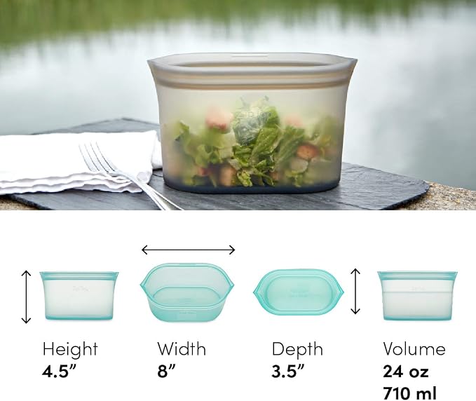 Zip Top Reusable Food Storage Bags | Medium Dish [Frost] | Silicone Meal Prep Container | Microwave, Dishwasher and Freezer Safe | Made in the USA - Image 4