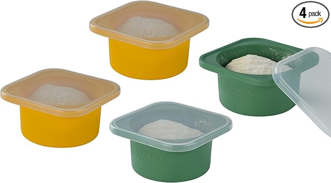 Stackable Silicone Artisan Pizza Dough Proofing Containers with Lids (2 Yellow+2 Green) by kevjes