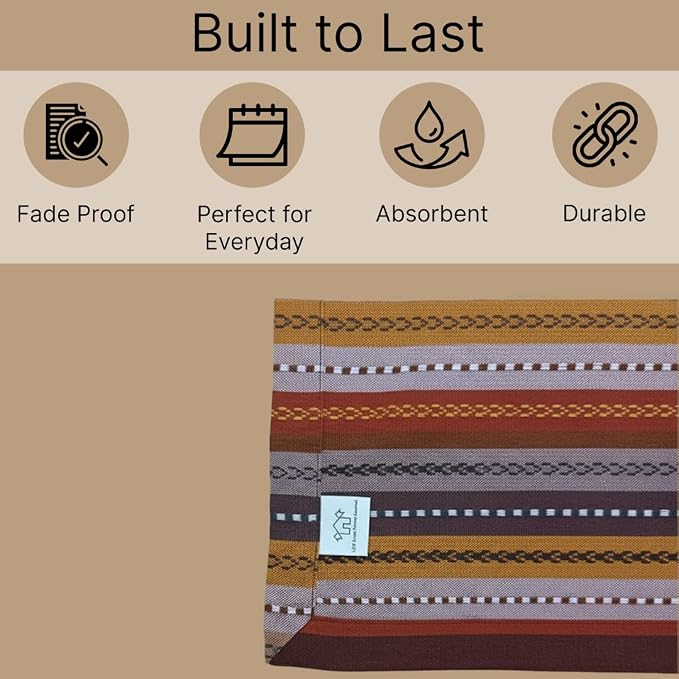 LFH Home Cotton Rich Cloth Salsa Napkin Set of 12 Washable Soft Durable Striped Table Napkins for Dining Wedding, Daily Use Reusable Eco-Friendly Napkins for Elegant Table Settings(18x18)-Rust Multi - Image 5
