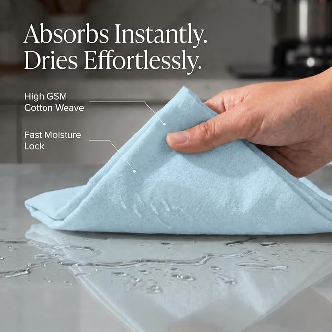 Urban Villa Kitchen Towels Cotton Dish Towels 20”x30” (Set of 6) Aqua - Image 2