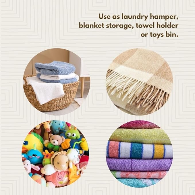 Wicker Laundry Basket, Colorful Triangles, Large, 18" Wide - Image 5