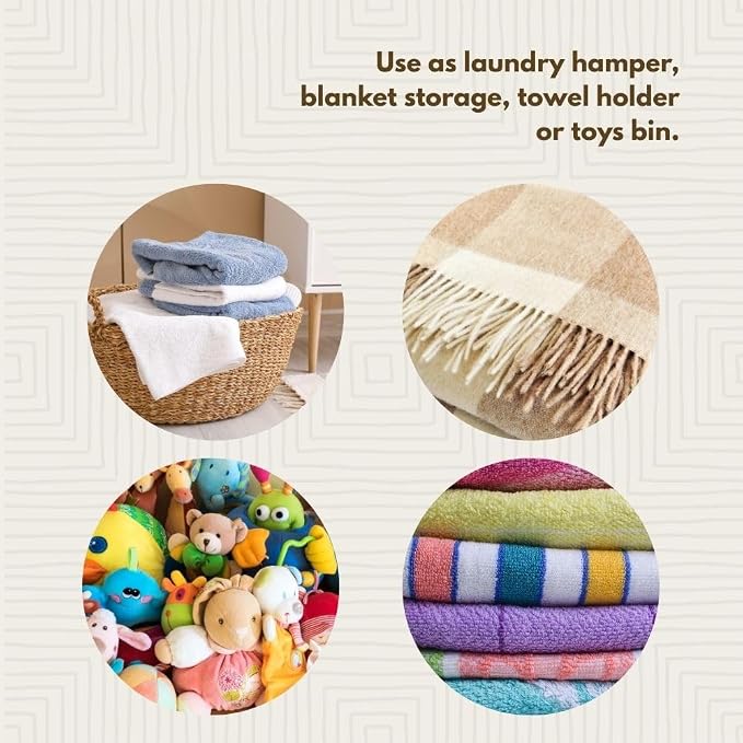 Wicker Laundry Basket, Colorful Triangles, Large, 18" Wide - Image 5