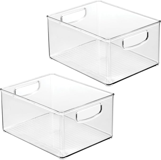 iDesign Stackable Clear Plastic Bin with Handles, 2-Pack | Kitchen Organizers and Storage, For Fridge and Pantry - Image 9