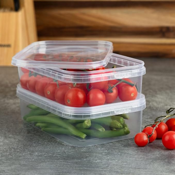 24 oz Rectangular Clear Food Storage Containers with Lids - Stackable, Tamper Proof, BPA Free, Recyclable, Space Saver, Airtight Container, Kitchen Storage, Meal Prep, Take Out, Deli Container (100) - Image 3