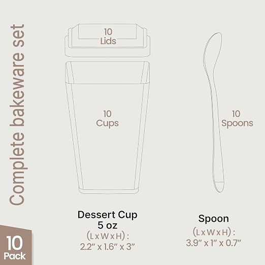 Plastic Dessert Cups with Lids and Spoons (10 Pack) – Single-Serve Parfait & Appetizer Cups, Spill-Resistant, Heavy-Duty Design, Ready-to-Use for Parties, Catering & Special Events BPA-Free - Image 2