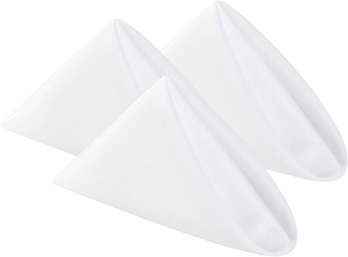 Cloth Napkins 20x20 inch Washable Polyester Dinner Napkins Soft Table Napkins for Wedding Party Dining Banquet(White,25PCS) by Cupuamon