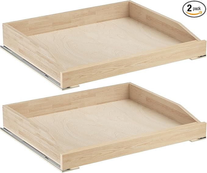 ROOMTEC Pull Out Cabinet Drawer for Kitchen Cabinets 25.5" W x 21" D, Pull Out Cabinet Organizer, Bottom Assembly, Requires At Least 26.5” Cabinet Opening, 2PCS by ROOMTEC