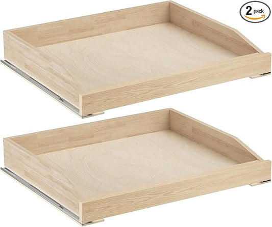 ROOMTEC Pull Out Cabinet Drawer for Kitchen Cabinets 25.5" W x 21" D, Pull Out Cabinet Organizer, Bottom Assembly, Requires At Least 26.5” Cabinet Opening, 2PCS by ROOMTEC