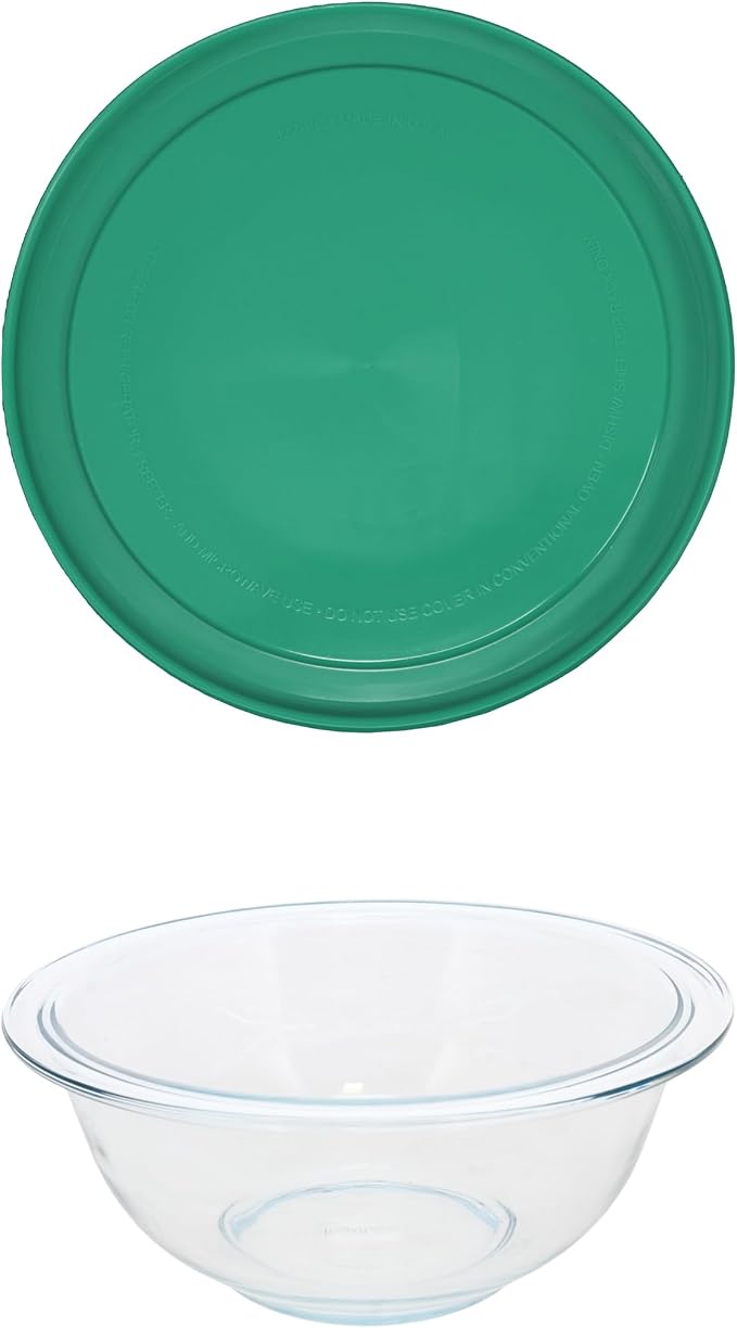 Pyrex 322 1qt Glass Mixing Bowl with Green Lid (2-Pack) - Made in USA | Tempered Glass Build | Nonporous Surface | BPA-Free Covers | Microwave Compatible | Freezer Safe | Nesting Storage Design - Image 4