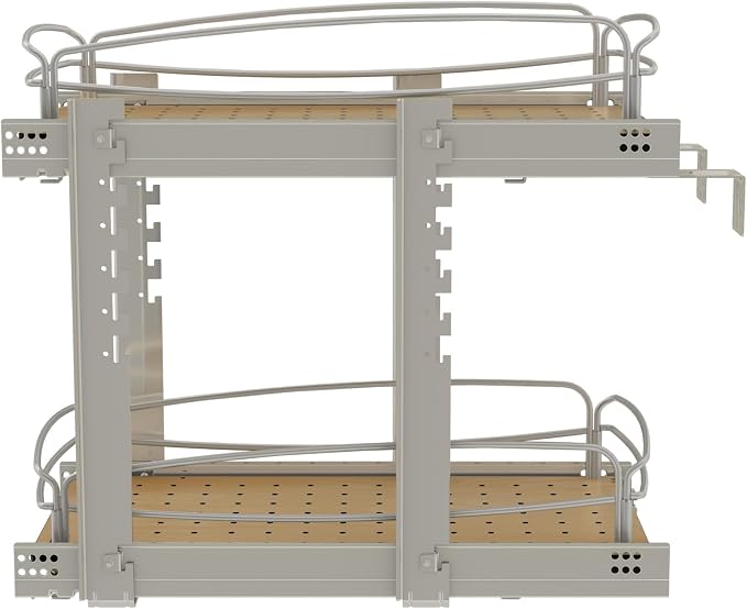 Rev-A-Shelf 2 Tier Pull Out Kitchen Cabinet Storage Organizer with Solid Bottom & Undermount Soft-Close Full Extension Slides, 54BK-12SC-2-1 - Image 7