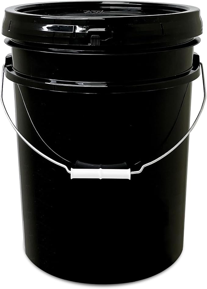5 Gallon Bucket - Food Grade w/Lid BPA-Free, 60 Pack -Black | Airtight Gasketed Tear Strip Lid, Heavy-Duty 90 Mil HDPE Plastic Pail, Bulk Storage, Food Safe Durable Container, Made in USA by ePackageSupply