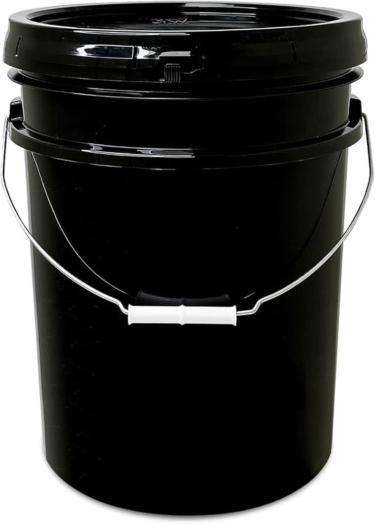 5 Gallon Bucket - Food Grade w/Lid BPA-Free, 60 Pack -Black | Airtight Gasketed Tear Strip Lid, Heavy-Duty 90 Mil HDPE Plastic Pail, Bulk Storage, Food Safe Durable Container, Made in USA by ePackageSupply