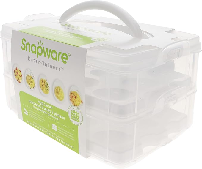 Snapware Snap N Stack 2-Layer Food Storage with Egg Holder Trays - 2 Pack | Dual Storage Levels | Removable Inserts | Secure Closure | Portable Carrier | Durable Construction - Image 5