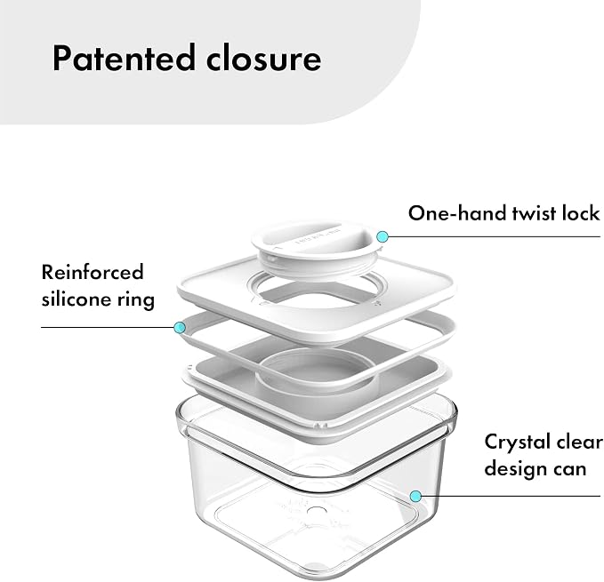 Neoflam Smart Seal 4pc Rectangular Extra Large Airtight Kitchen Pantry Canister/Organizer Clear Plastic Storage Container Set, Simple Twist Lid, 100% Leak Proof, Dishwasher Safe, BPA Free, White - Image 7