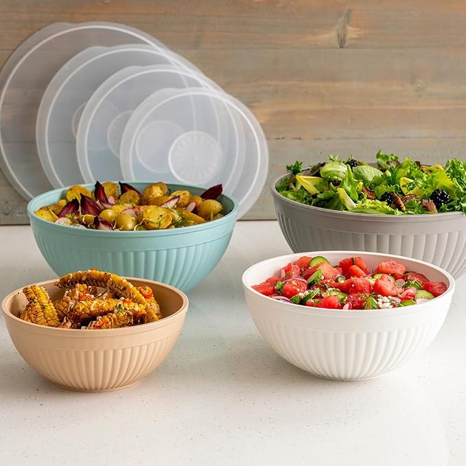 Nordic Ware Prep and Serve Mixing Bowls Set, 8-Piece, Earth-Tones - Image 4
