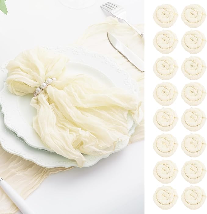 Beige 100 Pack Cheesecloth Napkins Washable 21x21 Inches Beige Cloth Napkins Set of 100 Dinner Table Napkins for Wedding Summer Bridal Baby Shower Rustic Boho Cotton Gauze Party Table Decor by FoliafeelHome