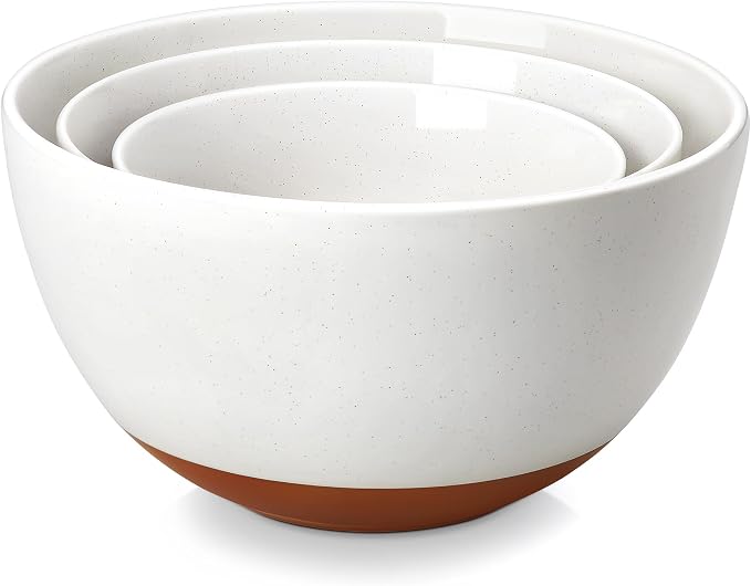MALACASA Ceramic Mixing Bowls, Large Serving Bowls for Mixing, Cooking, Prepping, Baking, Salad, Soup, Pasta, Nesting Bowls Set of 3, 46/80/140 Oz, Oven, Microwave and Dishwasher Safe, Series TARA by MALACASA