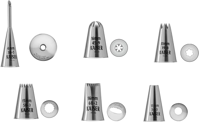 ORIGINAL KAISER 8-Piece Icing Bag XL Set Including Filling Nozzle 4 mm Stainless Steel 6 Different Nozzles Reusable Ideal for Decorating and Filling Pastries - Image 2