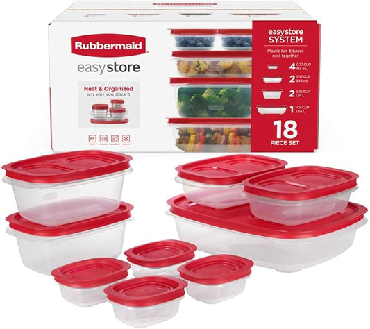 Rubbermaid EasyStore Large Containers, 18-Piece Set, Food Storage Containers with Lids by Unknown
