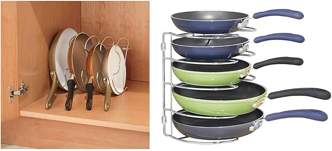 InterDesign Classico Kitchen Cabinet Storage Organizer for Skillets, Pans - Vertical, Chrome - Image 3