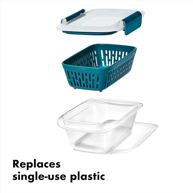 OXO Good Grips Prep & Go Container with Colander 1.9 Cup/0.45 L - (Pack of 4) Leakproof Food Storage for Rinsing & Storing Fruits & Veggies - Image 3