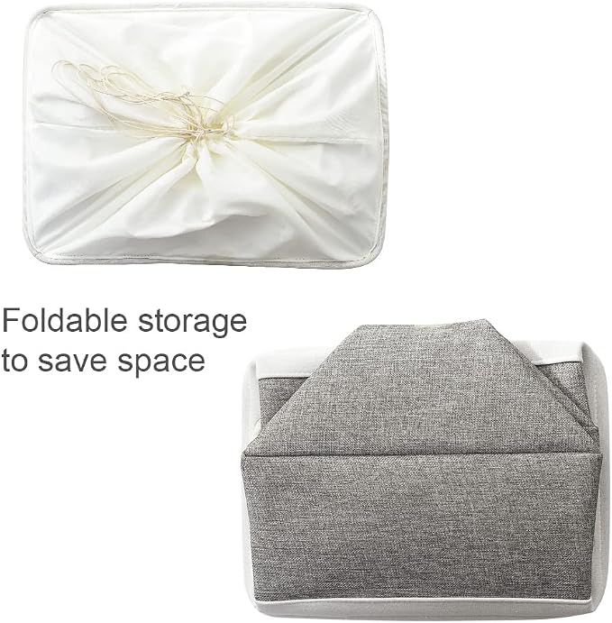 Storage Baskets for Organizing, X Large - 3 Pack 17.7L×13.8W×9.8H in Foldable Storage Bins for Shelves, Fabric Storage Box for Closet Nursery Toy Gift (White & Grey) - Image 7