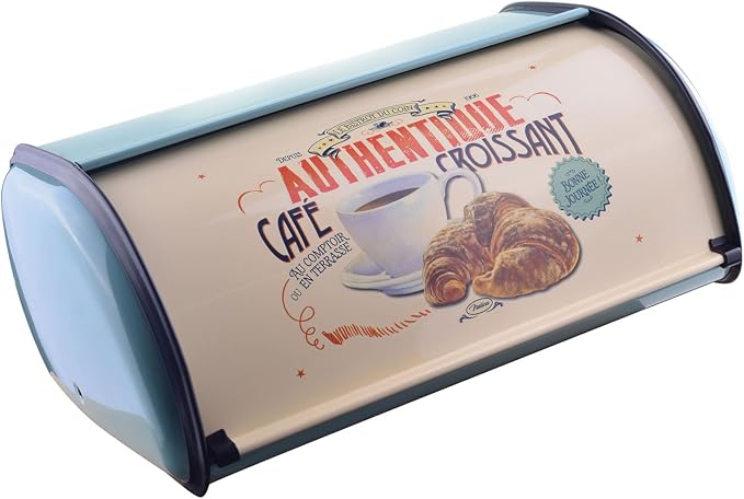 Metal Bread Box with Roll Top, Large Capacity Airtight Vintage Metal Bread Bin, Space Saving Countertop Storage for Kitchen Home Loaves and Pastries (Blue Green) - Image 9