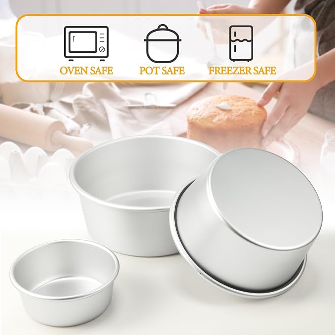Teenyyou 12 Pieces Aluminum Round Cake Pans Set Nonstick Cake Pans Bakeware Sets 4/6 /8/9 /10 Inch Cheesecake Baking Tools for Home Wedding Birthday Party Baking Supplies - Image 3