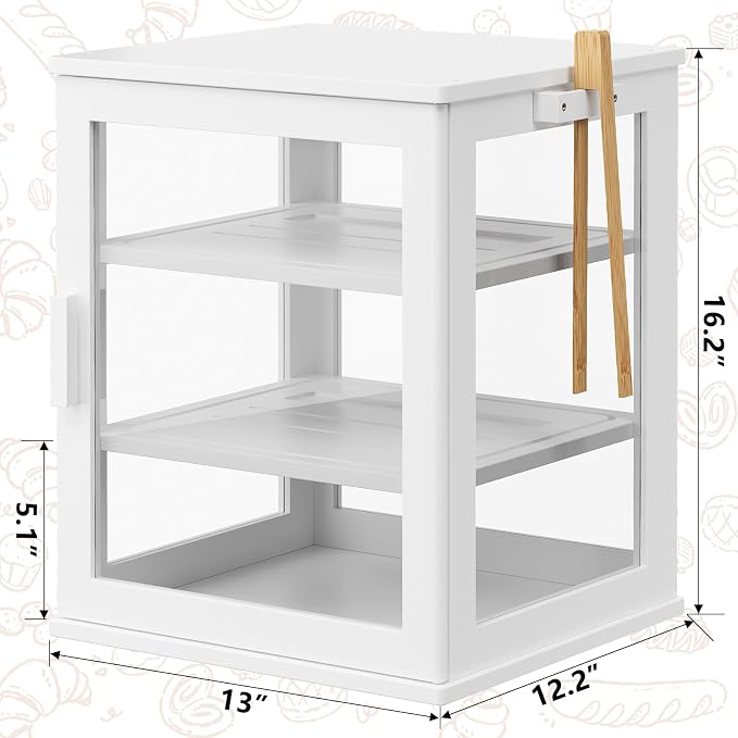 WOWLIVE Bread Box for Kitchen Countertop, 3 Layers Bread Storage Container | Large Bamboo Bread Bin for Homemade Bread with Window, Farmhouse Breadbox Organizer for Kitchen, Cabinet, White, Extra Large - Image 3