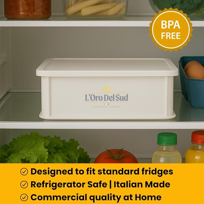L'Oro Del Sud Home Refrigerator Size Dough Proofing Box Tray | (1 Box with Lid), Stackable Pizza Proofing Dough Pan with Lid, (16 inch x 12 inch x 4 inch), Commerical Grade, Made in Italy - Image 4