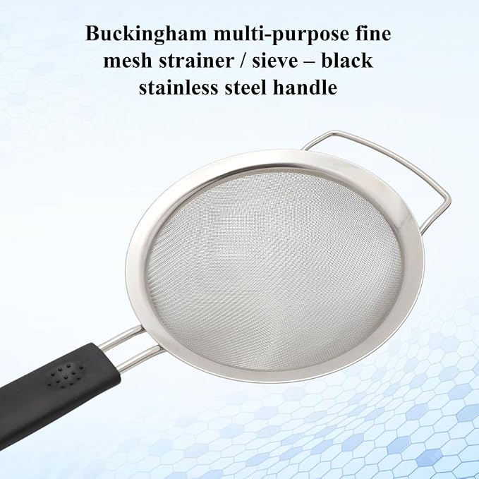 Buckingham Stainless Steel Fine Mesh Sieve Strainer Rust-Free, Durable Strainers (14cm) - Image 6