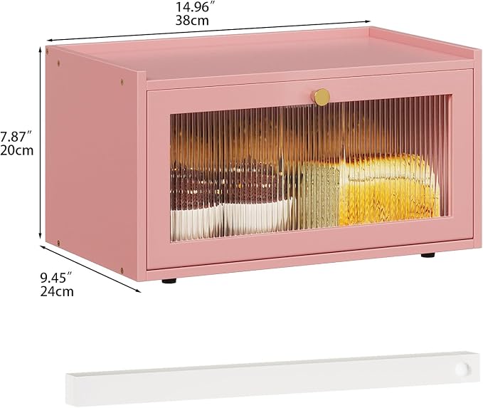 Trironsun Bamboo Bread Box with Led Light for Kitchen Counter Large Capacity Bread Storage Container Kitchen Countertop Organizer with Window Bread Holder (Pink) - Image 5