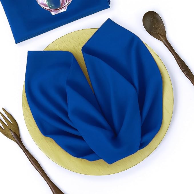 Pack of 100 PCS Cloth Napkins 17x17 inch Washable Polyester Dinner Napkins Soft Table Napkins for Wedding Party Dining Banquet Bistro Decoration - Royal Blue - Image 2